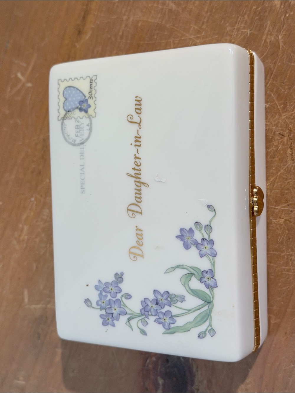 Dear Daughter-in-Law Porcelain Keepsake Box – White with Lavender Floral